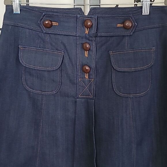 Tibi Dark Blue Denim Skirt with Button Accents - Picture 3 of 8